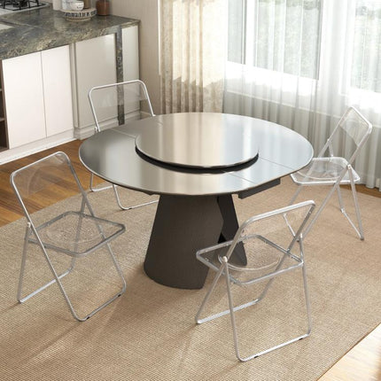 Foldable Chairs, Folding Chairs with Transparent Seat and Backrest, Heavy Duty Steel Frame, 47W x 48D x 75H cm, Clear