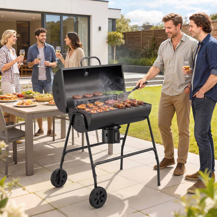 Steel Charcoal BBQ, with Ash Catcher and Warming Rack