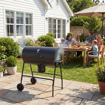 Steel Charcoal BBQ, with Ash Catcher and Warming Rack