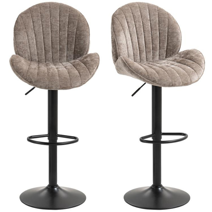 Bar Stools Set of 2, Swivel Barstools with Back, Adjustable Height and Footrest for Kitchen Island, Dining Room, Brown