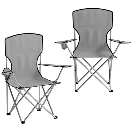 Camping Chair Set of 2 Portable Folding Outdoor Camp Chair with Cup Holders and Carry Bag Grey