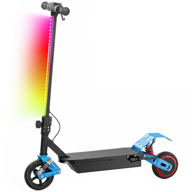 Foldable Kids Electric Scooter with LCD Display, Dual Shock Absorption, Up to 15 KM/H, Max Range 6 KM for Age 6-14, Blue