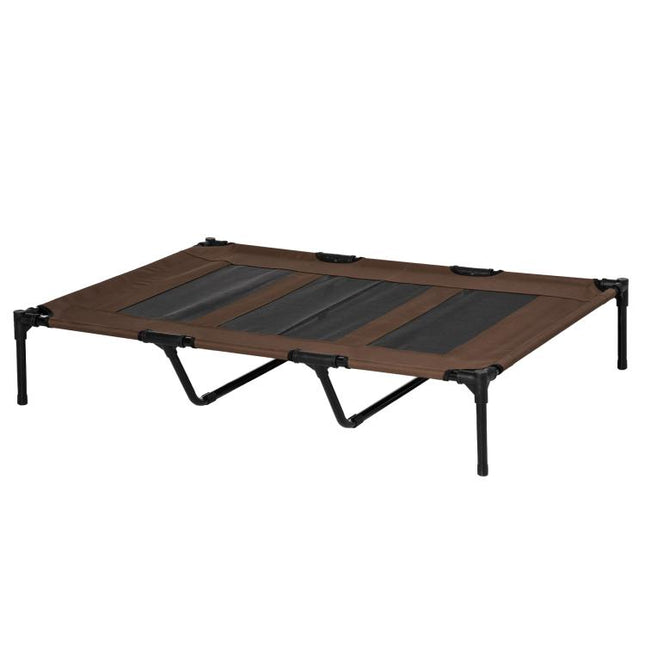 Raised Dog Bed Cooling Elevated Pet Cot with Breathable Mesh for Indoor Outdoor Use Brown, XX Large, 122 x 92 x 23cm