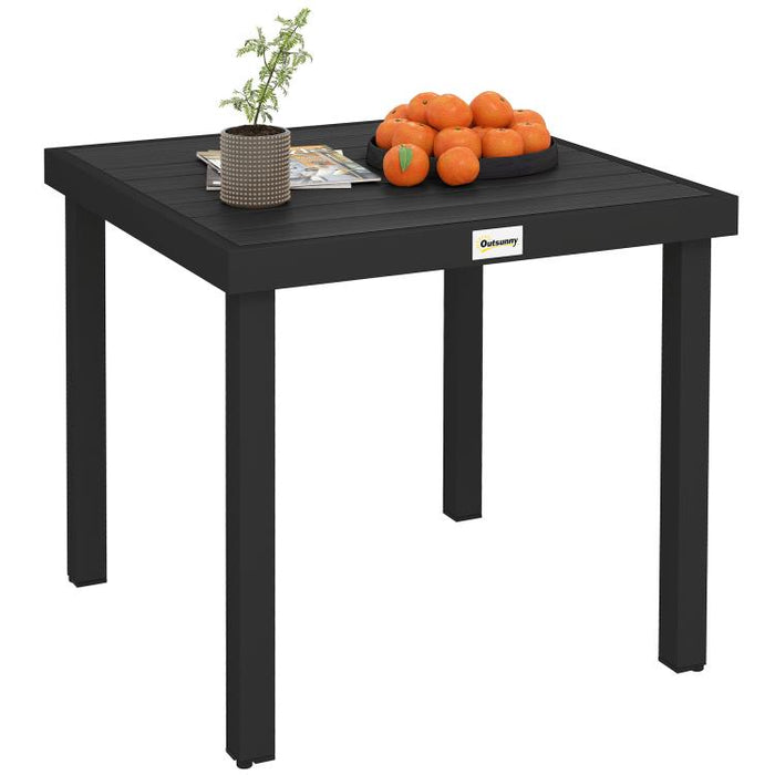 78 cm Garden Dining Table for 4 People, Square Outdoor Coffee End Side Table with Aluminium Legs, Black