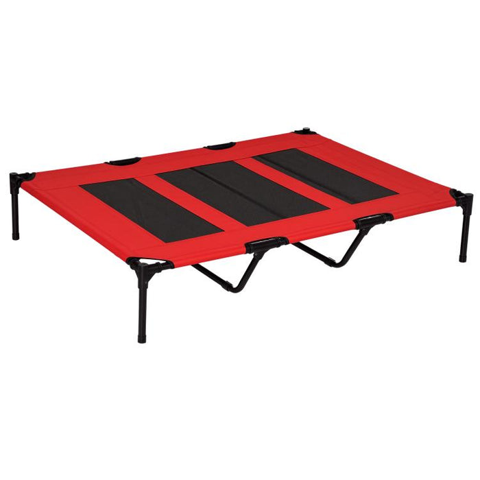 Raised Dog Bed Cooling Elevated Pet Cot with Breathable Mesh for Indoor Outdoor Use Red, XX Large, 122 x 92 x 23cm