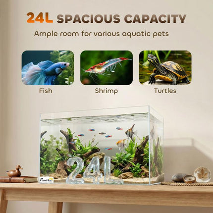 Fish Tank Bare Glass for DIY Glass Aquarium with Protective Base Mat 24L Transparent for Fish Shrimps