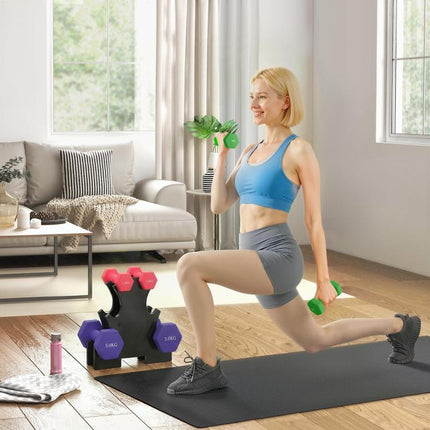 Hex Dumbbells Set with Dumbbell Rack, Hand Weights for Strength Training Weight Lifting, 2 x 1kg, 2 x 3kg, 2 x 5kg