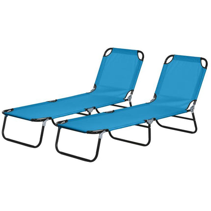 Garden Sun Lounger, with Five-Position Back - Sky Blue