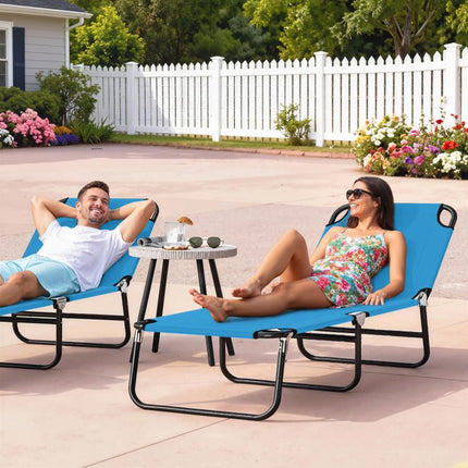 Garden Sun Lounger, with Five-Position Back - Sky Blue