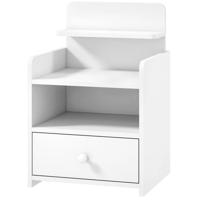 Bedside Cabinet, Bedside Table with Drawer and Shelf for Living Room, White