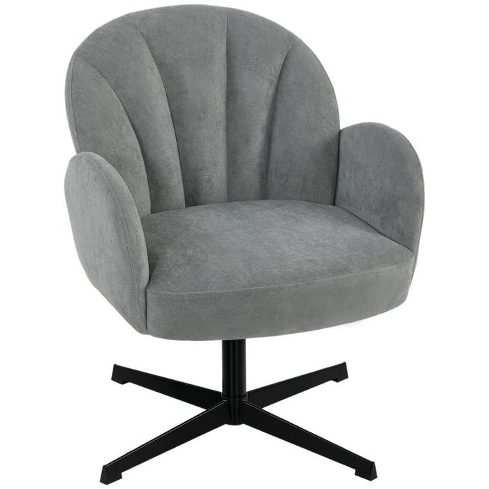 Swivel Accent Chair, Shell-Shaped Armchair with Spring Cushion, Metal Base, Grey