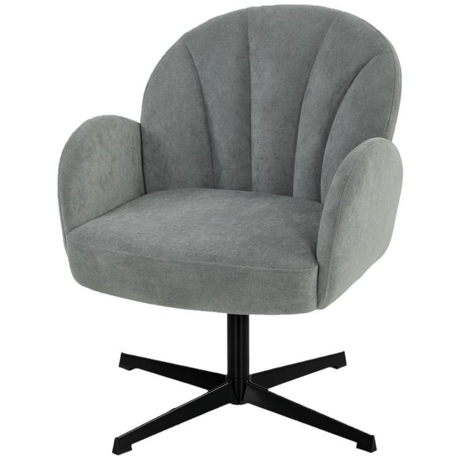 Swivel Accent Chair, Shell-Shaped Armchair with Spring Cushion, Metal Base, Grey