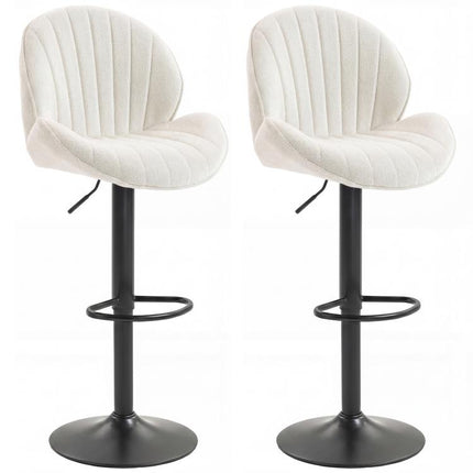 Bar Stools Set of 2, Swivel Barstools with Back, Adjustable Height and Footrest for Kitchen Island, Dining Room, Cream
