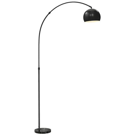 Arc Floor Lamp for Living Room, Modern Adjustable Standing Lamp with Faux Black Marble Base Black