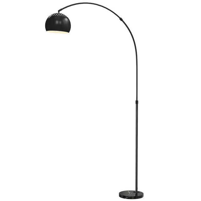 Arc Floor Lamp for Living Room, Modern Adjustable Standing Lamp with Faux Black Marble Base Black