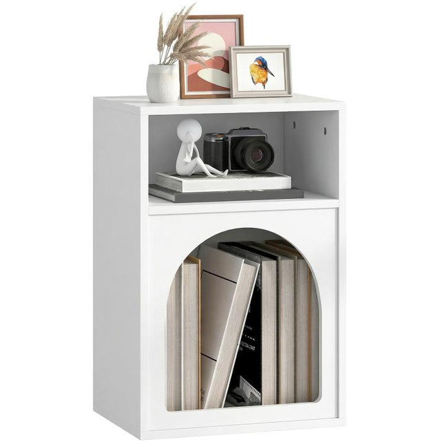 Bedside Table with 2 Open Compartments - White