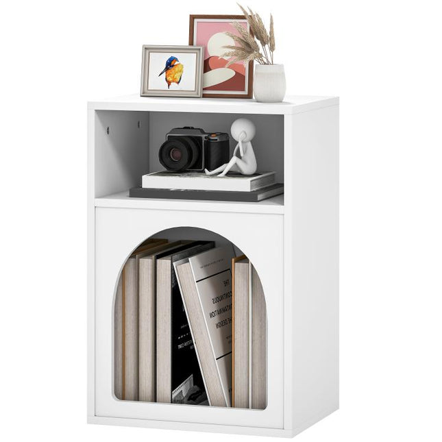 Bedside Table with 2 Open Compartments - White