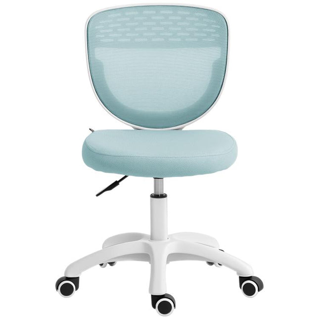 Office Chair, Armless Computer Desk Chair with Breathable Mesh, Adjustable Height, Swivel Wheels, Light Blue