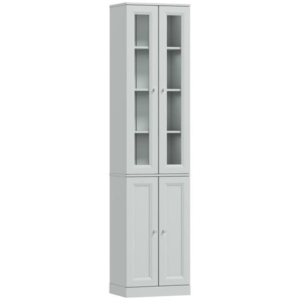 Tall Bathroom Storage Cabinet, 6-Tier Slim Bathroom Cabinet with Adjustable Shelf, 4 Soft-Close Doors, Dusty Blue