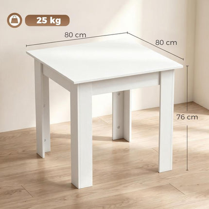 Square Dining Table, Modern Small Dining Table with Wood Effect, Space Saving, Non-slip Foot Pads, White