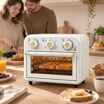 Air Fryer Toaster Oven, Convection Countertop Oven, with Adjustable Temperature and Timer, 12 L, Cream White