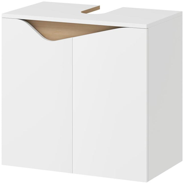 Under Sink Bathroom Cabinet, Bathroom Storage Cabinet with Soft-Close Doors, for Basin without Pedestal, White