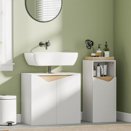 Under Sink Bathroom Cabinet, Bathroom Storage Cabinet with Soft-Close Doors, for Basin without Pedestal, White