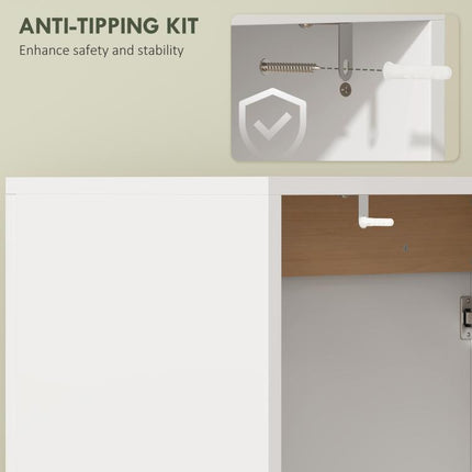 Under Sink Bathroom Cabinet, Bathroom Storage Cabinet with Soft-Close Doors, for Basin without Pedestal, White