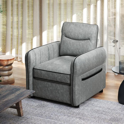 Accent Chair, Faux Leather Armchair - Grey