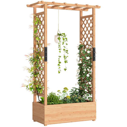 Fir Wood 110 x 44 cm Planter and Trellis Garden Bed