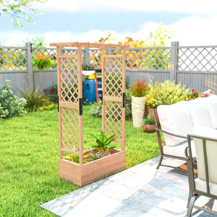 Fir Wood 110 x 44 cm Planter and Trellis Garden Bed