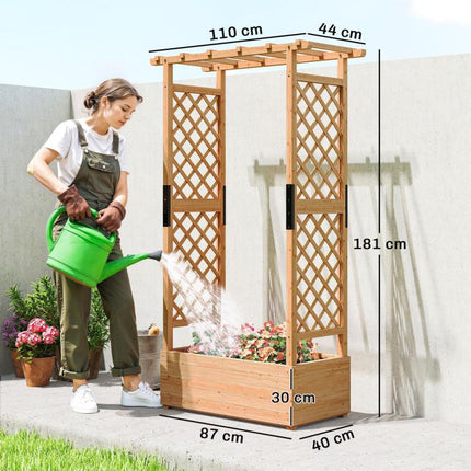 Fir Wood 110 x 44 cm Planter and Trellis Garden Bed