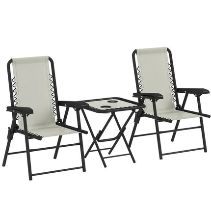 Three-Piece Garden Table and Chair Set - Cream White