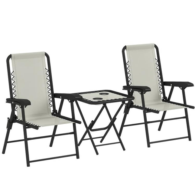 Three-Piece Garden Table and Chair Set - Cream White