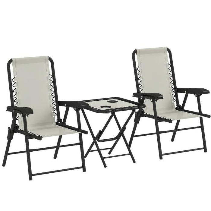 Three-Piece Garden Table and Chair Set - Cream White