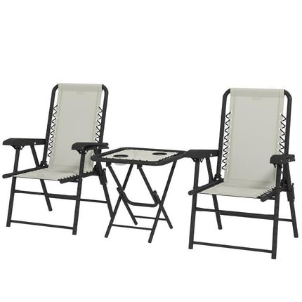 Three-Piece Garden Table and Chair Set - Cream White