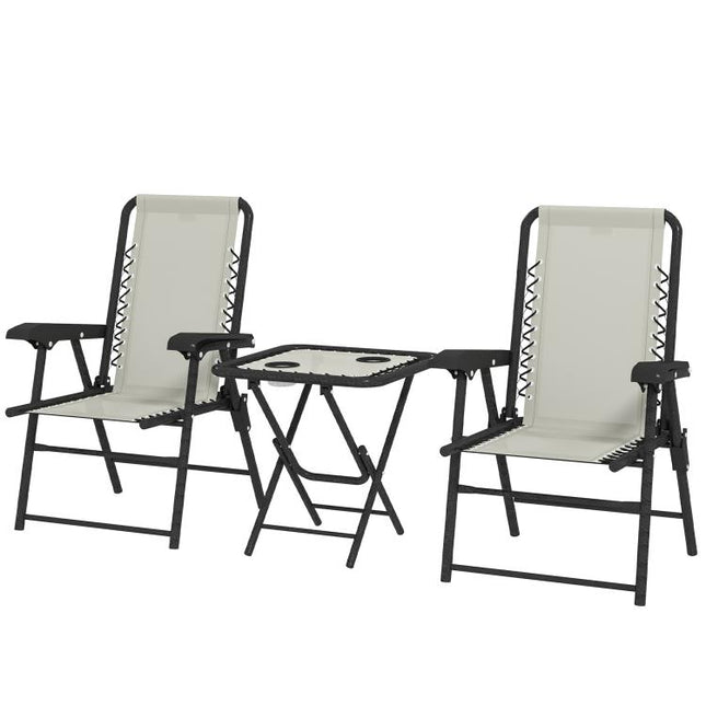 Three-Piece Garden Table and Chair Set - Cream White