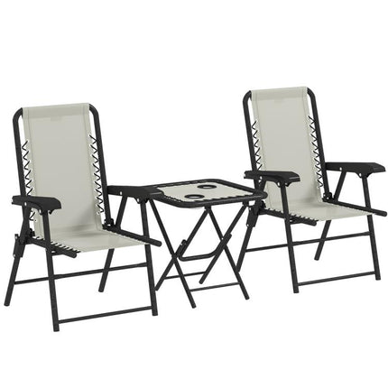 Three-Piece Garden Table and Chair Set - Cream White
