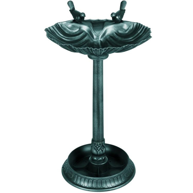 81cm Tall Bird Bath with 2 Decorative Birds, Vintage Style Birdbath with Flower Planter Base, Bird Bath Bowl for Garden, Green