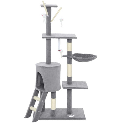 Multi-Level Cat Tower, 134cm Cat Tree with Condo and Sisal Scratching Posts for Indoor Kittens, Grey