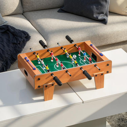 20 in Table-top Football Table with Stainless Steel Rods, Compact Foosball Table for Kids and Adults, All-Inclusive Foosball Game Set for Indoor, Nature Wood Finish