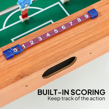 20 in Table-top Football Table with Stainless Steel Rods, Compact Foosball Table for Kids and Adults, All-Inclusive Foosball Game Set for Indoor, Nature Wood Finish