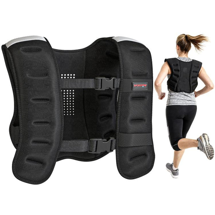 Weighted Vest, 5 kg Weight Vest with Adjustable Straps, Reflective Strips, Black