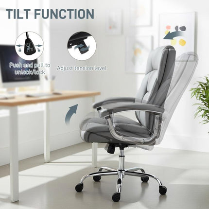 Big and Tall Office Chair 180kg with Spring Cushion, PU Leather - Grey