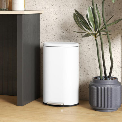30 L Modern Curved Kitchen Bin - White