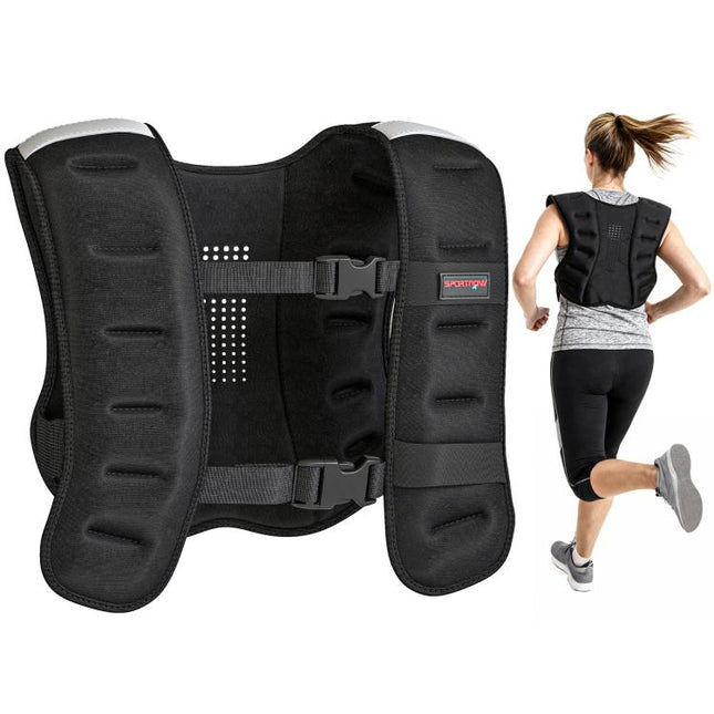 Weighted Vest, 10 kg Weight Vest with Adjustable Straps, Reflective Strips, Black