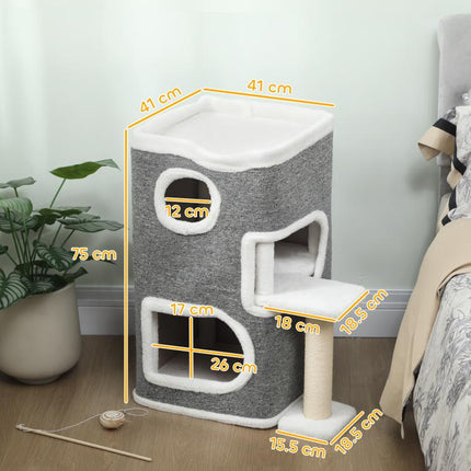 75 cm Cat Tree, Cat Tower Condo for Indoor Cats with Scratching Post, Jumping Platform, Grey