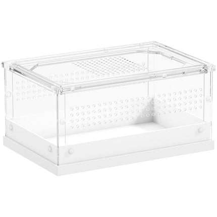 Acrylic Reptile Terrarium with Top Sliding Door, Vents, for Leopard Gecko, Hognose Snake, 30 x 20 x 15 cm