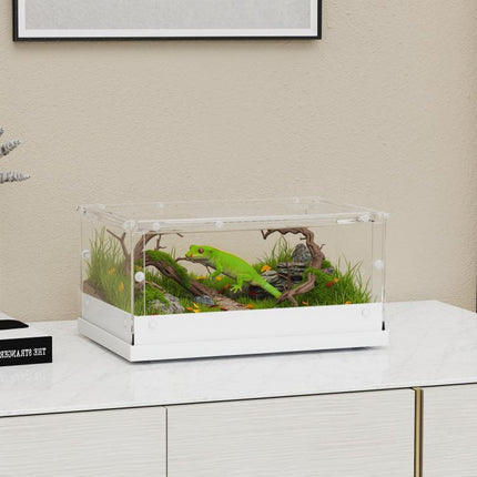 Acrylic Reptile Terrarium with Top Sliding Door, Vents, for Leopard Gecko, Hognose Snake, 30 x 20 x 15 cm
