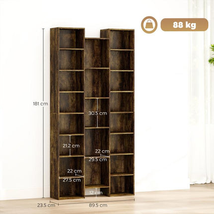 21-Compartment Bookshelf - Brown
